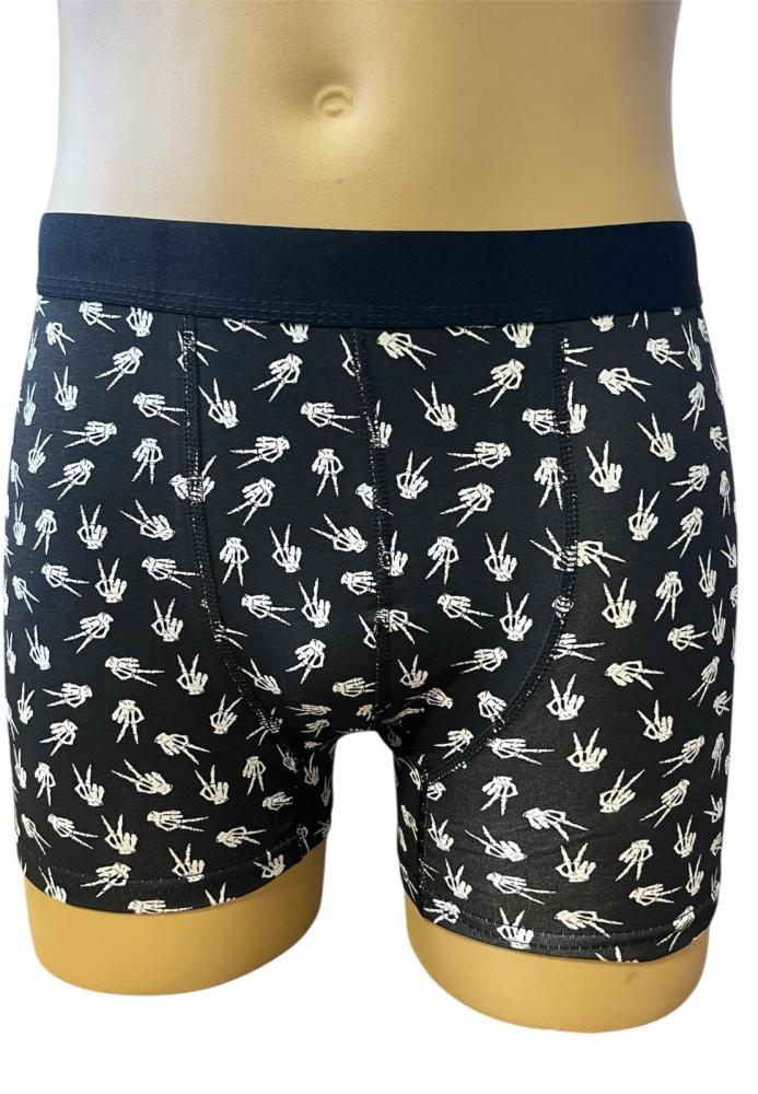 Boxeri de barbati veseli ,imprimeu mana schelet ,culoare negru ,En-gros